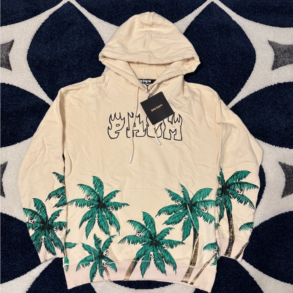 Palm Angels Skull Tree Island White Hoodie Men’s Large